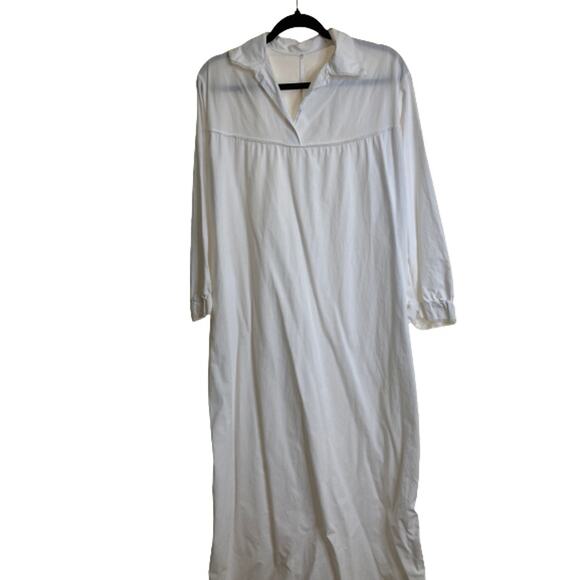 Women's V-neck 3/4 Sleeve Lace Trim Night Gown Retro Vintage Cottagecore Simple - Picture 1 of 7